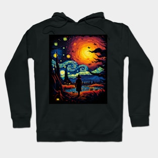 Witch Halloween Starry Night Van Gogh Aesthetic Hoodie